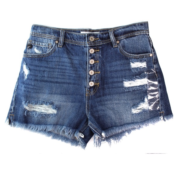KanCan Pants - KanCan High Rise Ripped Button Fly 3.5in Distressed Jean Shorts 28 6